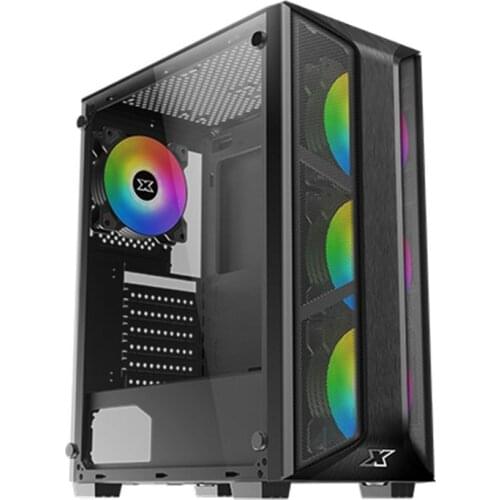 Xigmatek TRIO-ATX-RGB Gaming PC box-tempered glass, Mesh front, 4 120mm RGB fans