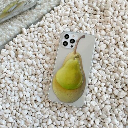 INS Simulated Sydney Pear Holder Phone Case For iphone 12 11 7 8 plus x xr xs max SE2 Phone Shock Proof Back Cover Soft TPU