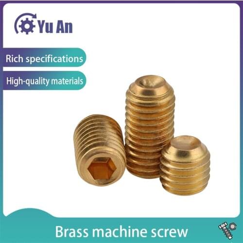 DIN916 Brass Machine Meter Screw Rosh Environmentally Copper Headless Hexagon Set Top Wire Stop Payment M3-M10 10PCS