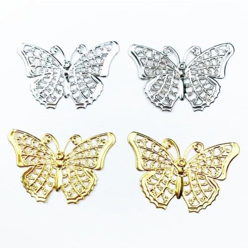 20pcs 26x41mm Filigree Metal sheets butterfly decorative for Jewelry Making Cosplay accessories Earring accessories