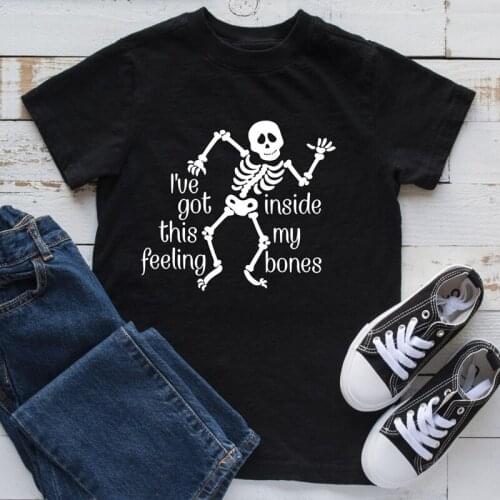 Unisex Short Sleeve Skeleton Graphic Tee Shirt Top I've Got This Feeling Inside My Bones T-shirt Funny Halloween Party Tshirt