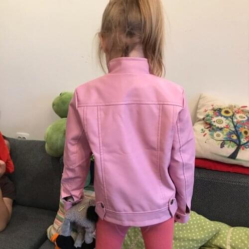 INS HOT baby girls pu jacket rivet zipper jacket Leather clothing for girls 4-13 years old 100-160CM high leather motorcycle