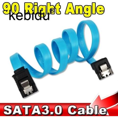 Kebidu Super Speed Straight Right Angle 6Gbps 50CM SATA 3.0 Cable 6GB/s SATA III SATA 3 Cable Flat Data Cord for HDD SSD