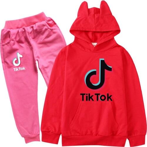 TIK TOK 2pcs Toddler boys Girls Cartoon Clothes Set Long Sleeve Hooded Coat Pants Outfits Sport Tracksuit Clothes Set