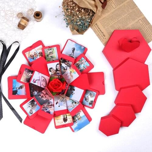 Creative Explosion Box Hexagonal DIY Photo Album Scrapbooking Bomb Box Gift Anniversary Scrapbook DIY Photo Album Birthday Gift