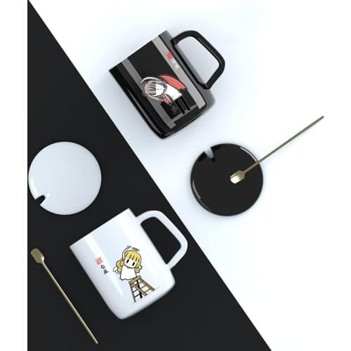 Devils Love Original Design Couple Mug Mark Cup Creative Personality Trend Ceramic Water Cup With Lid 360ML Spoon Coffee Cups