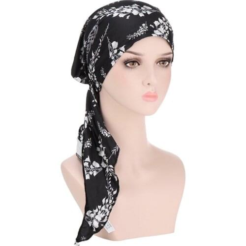 Fashion Bonnets Multifunction New European/American Printed Curved Cloth Hat Muslim Baotou Hat Milk Silk Hooded Little Hat 211