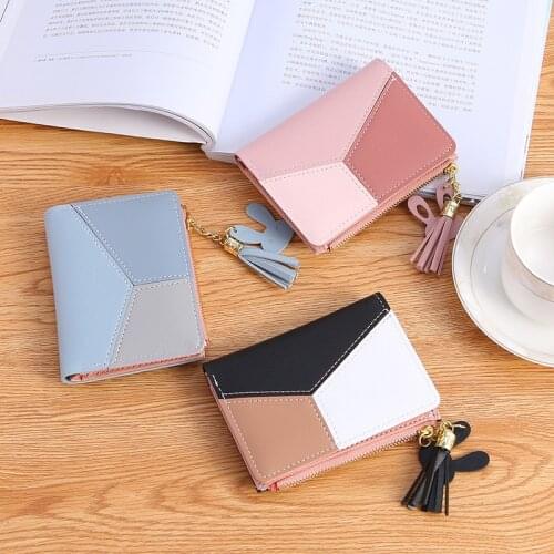 Wallets Trendy Coin Purse Card Holder Leather New Arrival Wallet Short Women Wallets Zipper Purse Patchwork Fashion Panelled
