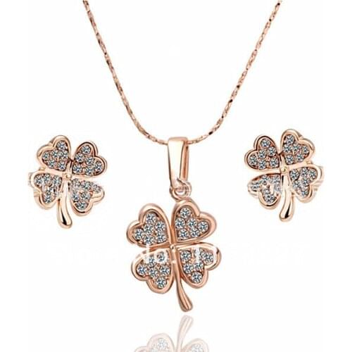 Fashion high quality hope faith lucky love health earring necklace clover ladies jewelry fashion jewellery sets