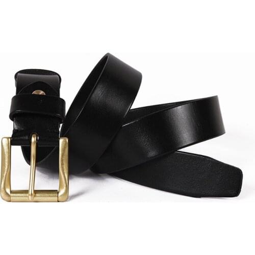 Free Shipping,imple Natural 100% cow leather Copper pin buckle belt.brand genuine leather belts,mens classic Business belt