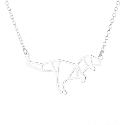 Newest Dinosaur Animal Pendant Necklace Jewelry Simple Origami Dinosaur Necklace Lovely Animal Necklace For Chirdren or Friends