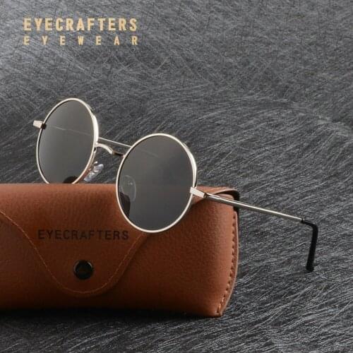 Luxury Steampunk Polarized Round Sunglasses Mens Womens John Lennon Glasses Vintage Retro Black Sun Glasses gafas de sol