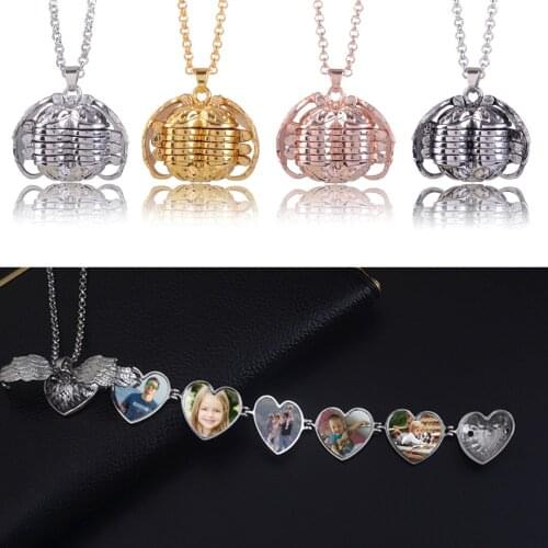 Heart Shape Friend Photo Picture Frame Locket Pendant Romantic Rose Gold Lover Family Photo Locket Necklace Jewelry