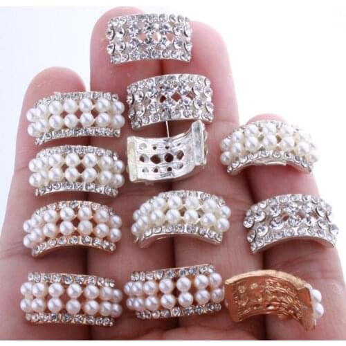 10pcs/lot Pearls rhinestones buttons metal wedding Invitations decorate button hair flower center scrapbooking