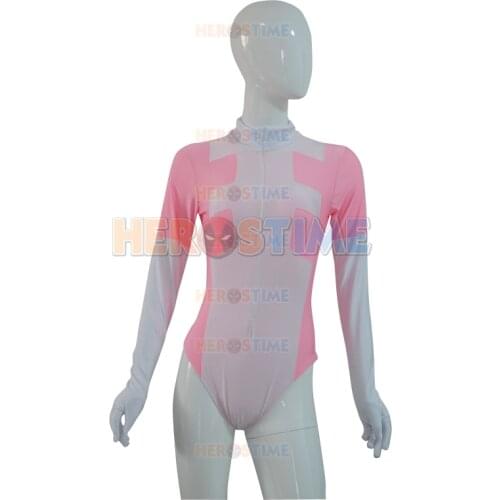 Pink Deadpool Costume Spandex Custom Newest Pink & White Deadpool Leotard suit cosplay zentai suit