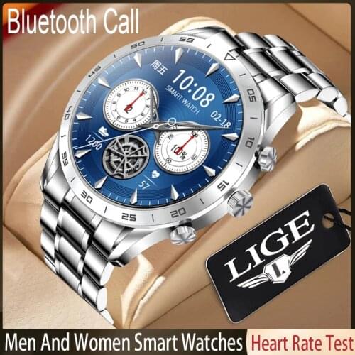LIGE 2021 Men Smart Watch TWS Heart Rate Blood Pressure Sports Fitness Luxury Watch Answer/Dial Call Smartwatch Music Playback