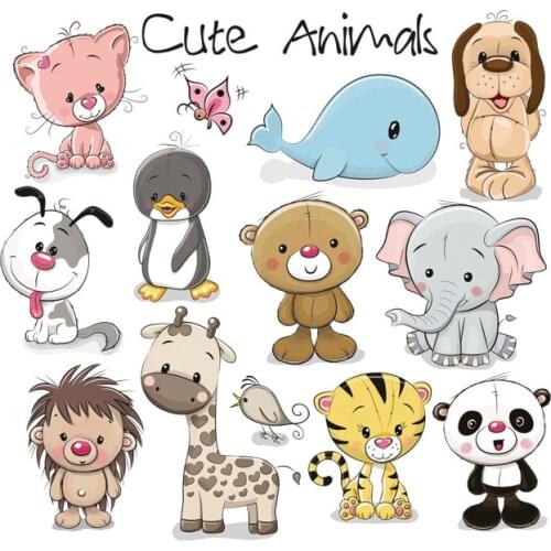 Iron-on Transfers Animal Cute Patches For Clothing Textile Vinyl Thermo Stickers Applique Diy Thermotransfer Stripes On Clothes