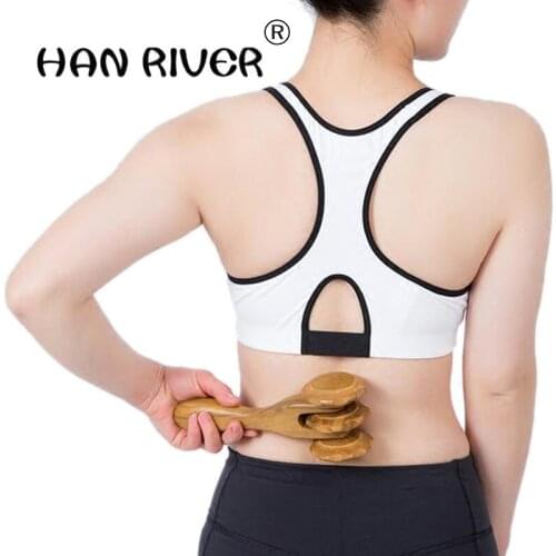 Vietnam high quality wood three rounds of the wheel back leg massage stick wood TuiBei push abdomen body massager free shipping