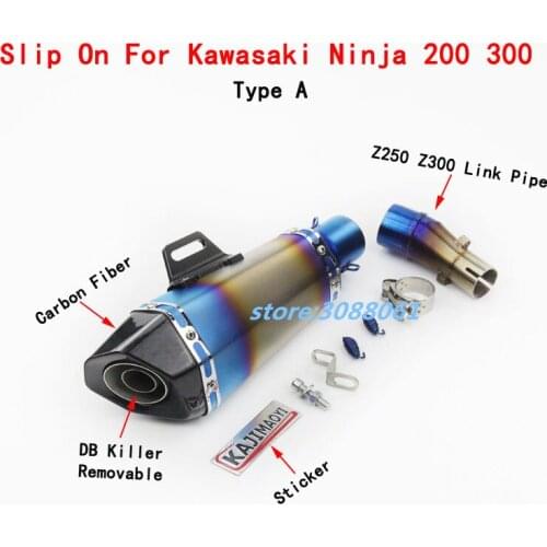 Z250 Z300 Motorcycle Exhaust Middle Link Pipe Motorbike Muffler Sticker DB Killer For Kawasaki Ninja 250R Ninja 300 Ninja 250