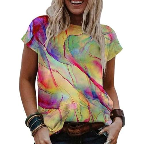 Summer T Shirt Women Clothes Gradient Tie Dye Short Sleeve O Neck Casual Tops Tee Fashion Streetwear Ladies Oversized Tee Shirts