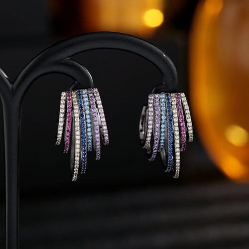 2021 New Luxury Multi-layer C Shape Line Fancy CZ Zirconia Earrings S925 Silver Studs For Women Fashion Jewelry