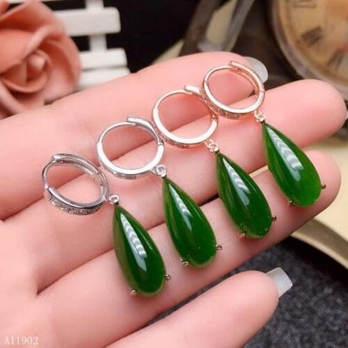 KJJEAXCMY Supporting detection 925 sterling silver inlaid natural jasper gemstone womens luxury earrings support detection