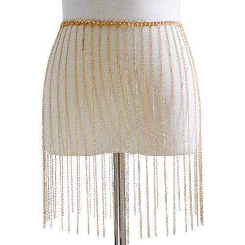 Punk Women Belt Multi Layer Chain Tassel Gothic Waist Straps Skirt Nightclub Rave Boho Sexy Waistband Harness Pole Dance Dress