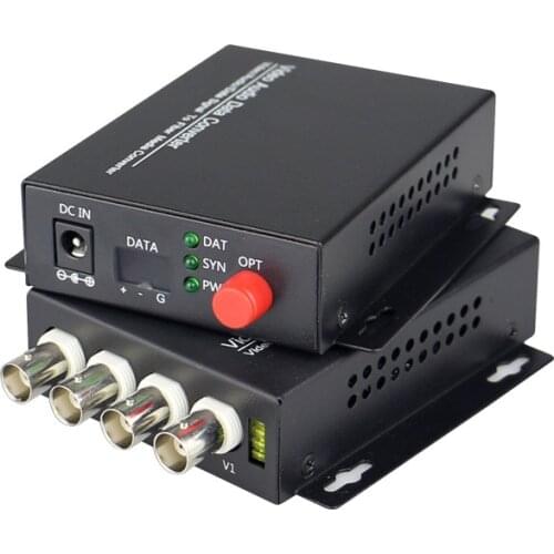 1Pair 4V Fiber Optic Video/Audio/Data Optical Transmitter Single mode fiber 4Channel digital fiber video audio data converter