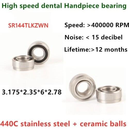 10pcs Kavo high speed Handpiece Dental bearing SR144TLKZWN 3.175*6.35*6*2.78mm stainless steel hybrid ceramic balls P4