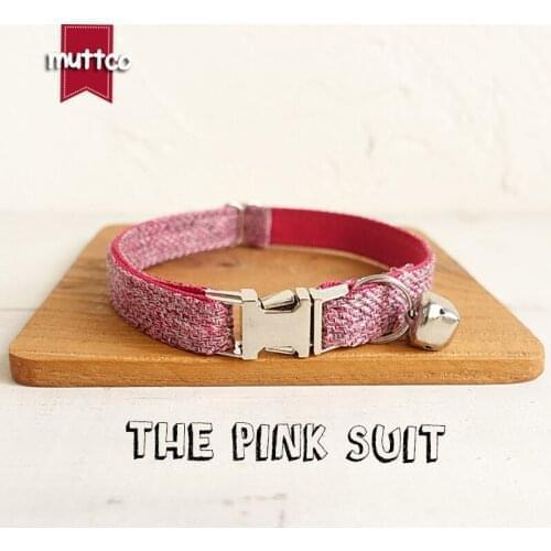 10pcs/lot MUTTCO high quality basic cat collar THE PINK SUIT durable padded personalized ID collars for pet gift 2 sizes UCC070