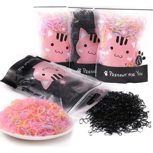 1000PCS 2CM Cute Girl Color Disposable Elastic Hair Bands Hair Ring Ponytail Holder Rubber Band Scrunchies Kids Hair Accessories