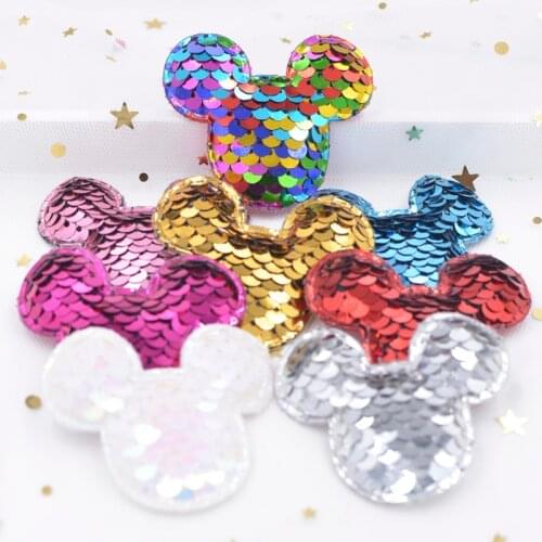 16Pcs Glitter Sequins Fabric Mouse Padded Patches Mouse Appliques for DIY Crafts Clothes Hats Hairpin Ornament Accessories F29