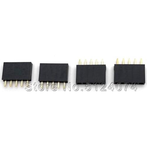 20pcs/lot Single row female 5pin spacing 2.54 mm row pin socket female seat 1*5P straight needle connector