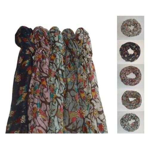 2016 womens fashion owl branch print long scarf new scarves neck shawl soft wrap