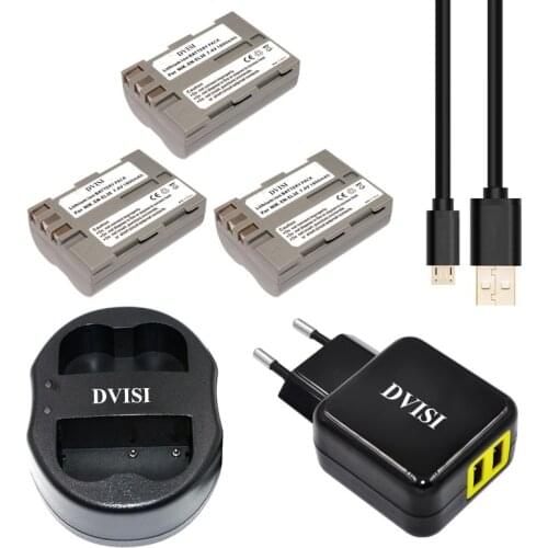 3pcs EN-EL3E EN EL3E ENEL3E Rechargeable Battery + USB Dual Charger for Nikon ENEL3E EN EL3E D30 D50 D70 D90 D70S D300 + Adapter