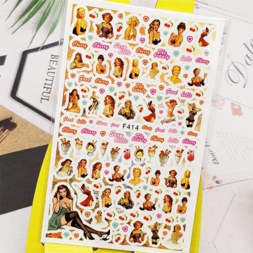 3D Nail Sticker Decals Fruit Ice Cream Girl Design Nail Art Decorations Stickers Sliders Manicure Accessories Nails Decoraciones