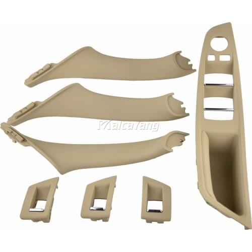 4/7PCS Right Hand Drive RHD For BMW 5-series F10 F11 Beige Car Interior Door Handle Inner Panel Pull Trim Cover