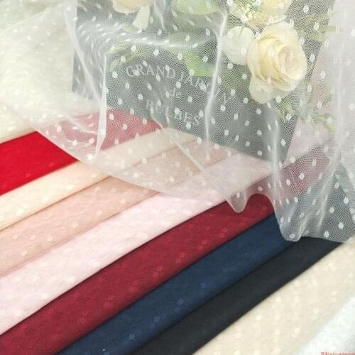 5Meters Black White Pink Polka Dot Lace Sexy Mesh Tulle Fabric DIY Dress Bottoming Shirt Pettiskirt Clothing Wedding Decoration