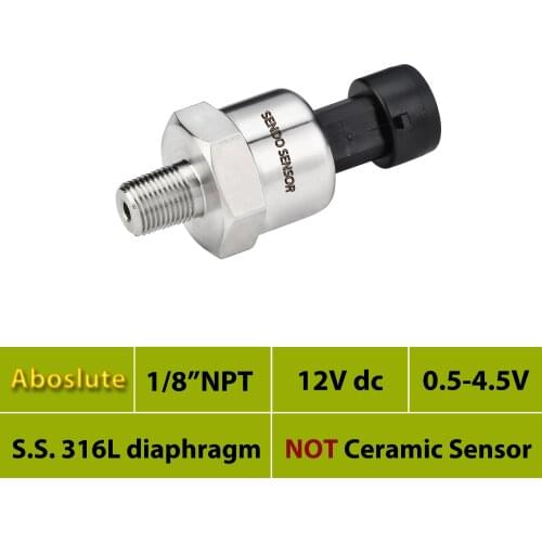 75, 50, 30, 15 psia, 0.5-4.5V output abs pressure sensor transducer, 12V supply, 4, 6, 10 bar, 1.6 mpa, 2.5mpa absolute, 1 8NPT