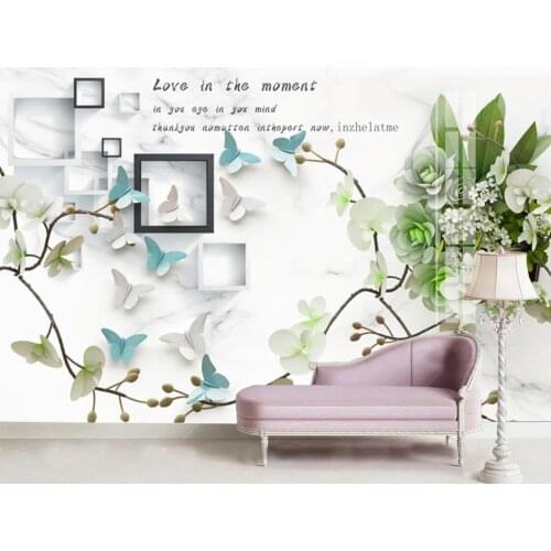 Abstract Geometric Wall Paper Flower Mural for Bedroom Silk Cloth Canvas Wallpaper 3d Art Wall Paint Home Floral Contact Paper