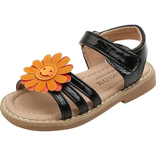 CNFSNJ Children Girls Shoes 2021 summer Fashion Sunflower Princess Flat Soft Sole Toddler Baby sandal Party Dance Shoe 21-30
