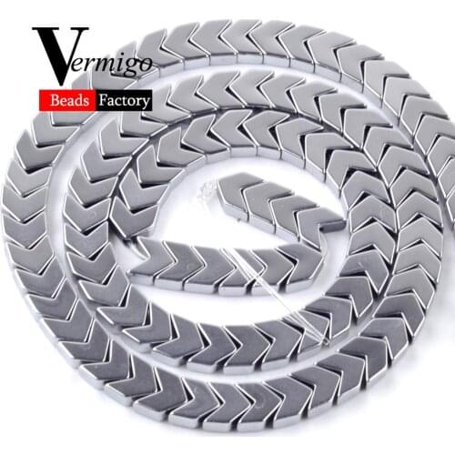 Natural Silver Plated Arrow Shape Hematite Stone Beads For Jewelry Making DIY Necklace Bracelet Spacer Loose Beads 3/4/6/8mm 15"