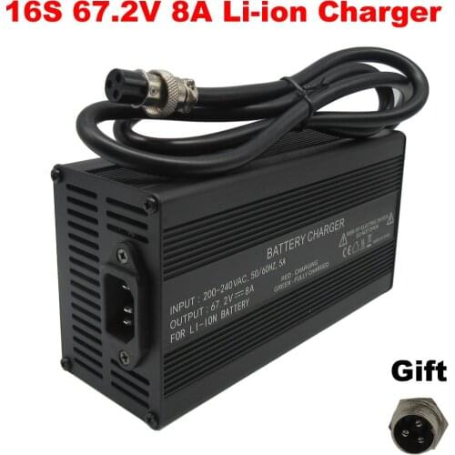 600W 110V / 220V Output 67.2V 8A Charger 60V Li-ion Electric Bicycle Forklift charge for 16S 60 V lithium battery
