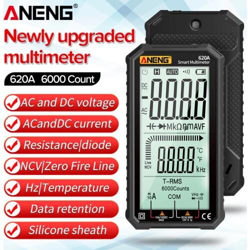 ANENG 620A Digital Smart Multimeter Transistor Testers 6000 Counts True RMS Auto Electrical Capacitance Meter Temp Resistance