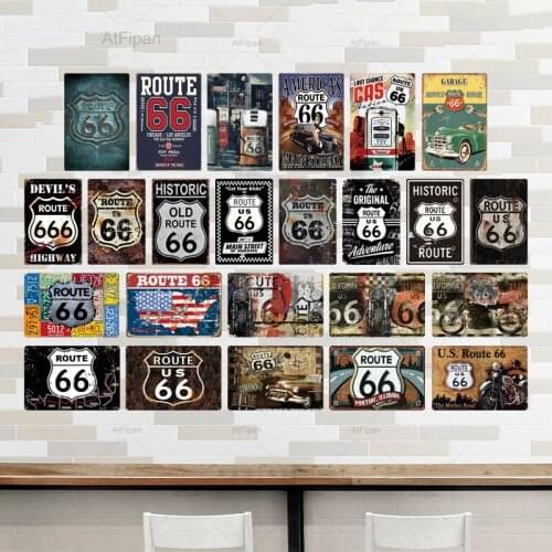 Route 66 Vintage Metal Sign Tin Sign Plaque Metal Vintage Retro Garage Wall Decor For Bar Pub Club Man Cave Gas Station