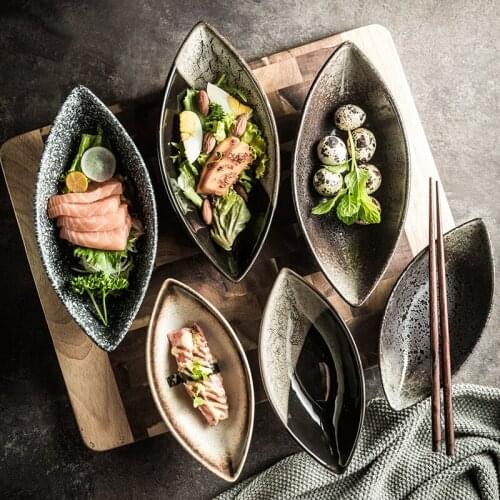 Restaurant characteristic ceramic dinnerl plates household creative deep soup plate living room decoration boat-shaped tableware