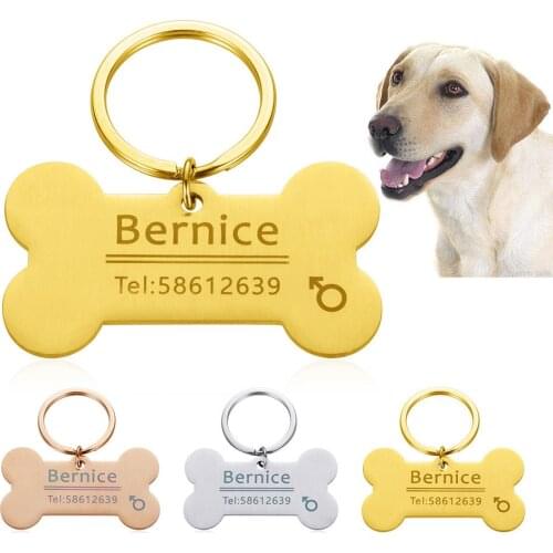 Personalized Pet ID Tag Keychain Engraved Pet ID Name for Cat Puppy Dog Collar Tag Pendant Keyring Bone Pet Accessories