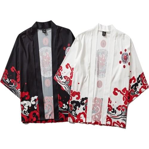 Streetwear Samurai Demon Costume Yukata Male Haori Obi Women Men Japanese Kimono Black Traditional Cardigan Harajuku Casual