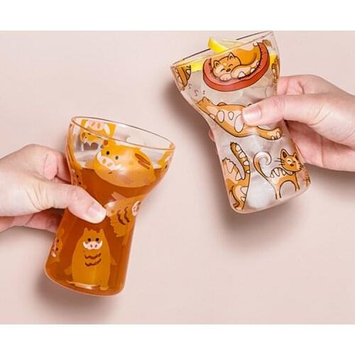 Creative Cartoon Milk Glass Cup Drink Juice Coffee Mug Champagne Glasses Cocktail Cute Dessert Cups Canecas Kitchen Accessories