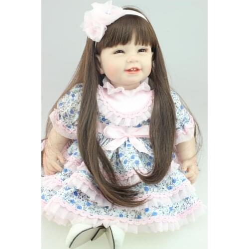 Adorable girl baby doll toys 22" soft silicone reborn toddler dolls real alive children gift princess bonecas